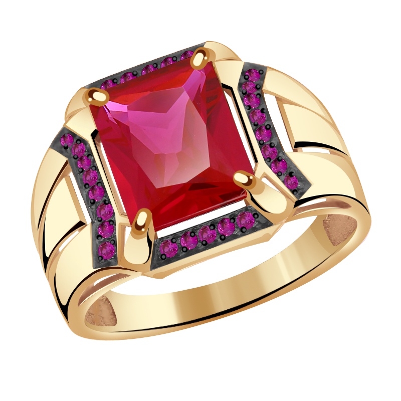 Золотое кольцо Александра кл2965-30ск-р с фианитом и рубиновым корундом