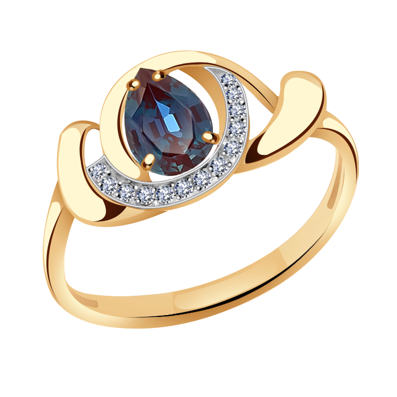 Золотое кольцо Александра кл3003ск с бриллиантом и александритом