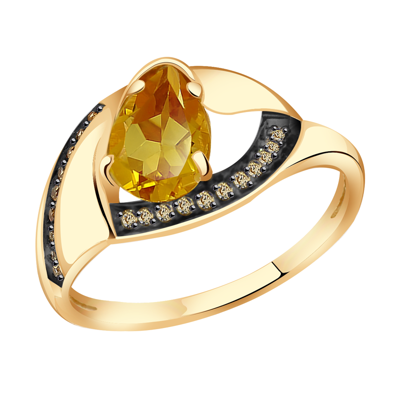 Золотое кольцо Александра кл3014-6ск-ш с фианитом и цитрином