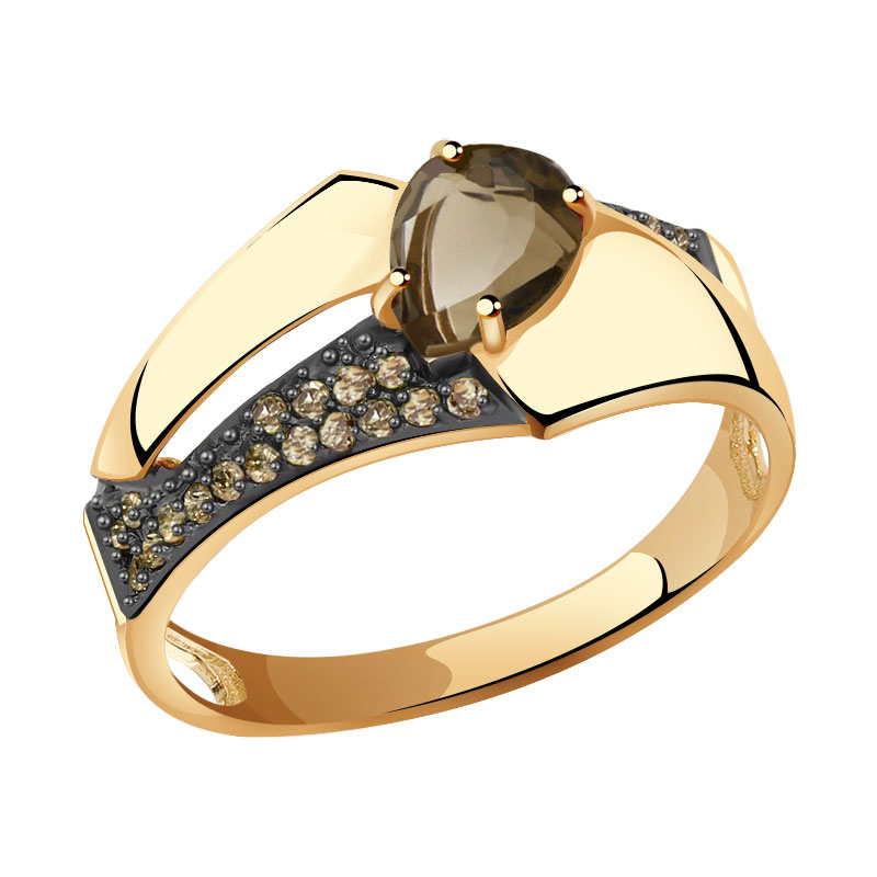 Золотое кольцо Александра кл3018-4ск-ш с фианитом и раухтопазом