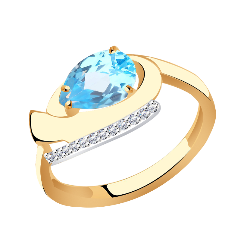 Золотое кольцо Александра кл3586-78ск с топазом и фианитом
