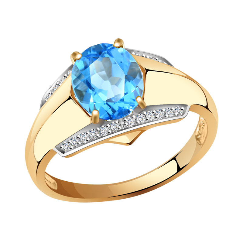 Золотое кольцо Александра кл3601-78ск с топазом и фианитом
