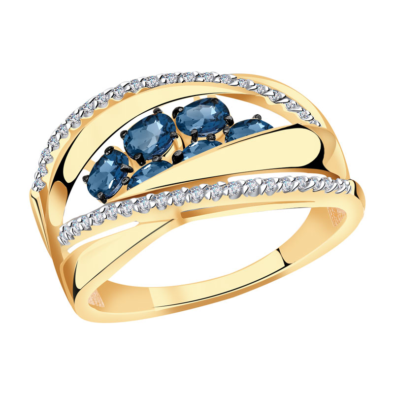 Золотое кольцо Александра кл3606-28ск с фианитом и Лондон топазом
