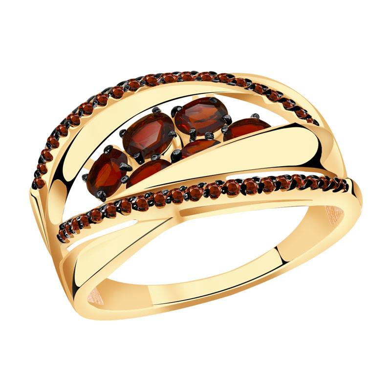 Золотое кольцо Александра кл3606-2ск-к с фианитом и гранатом