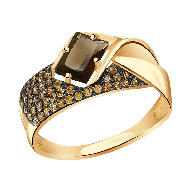 Золотое кольцо Александра кл3619-4ск-ш с фианитом и раухтопазом