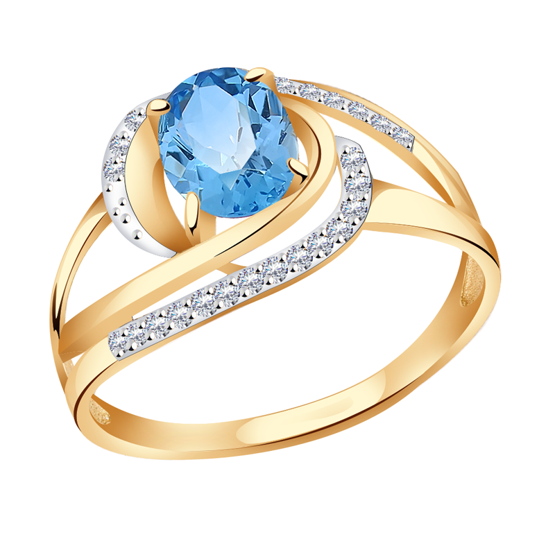 Золотое кольцо Александра кл3657-78ск с топазом и фианитом
