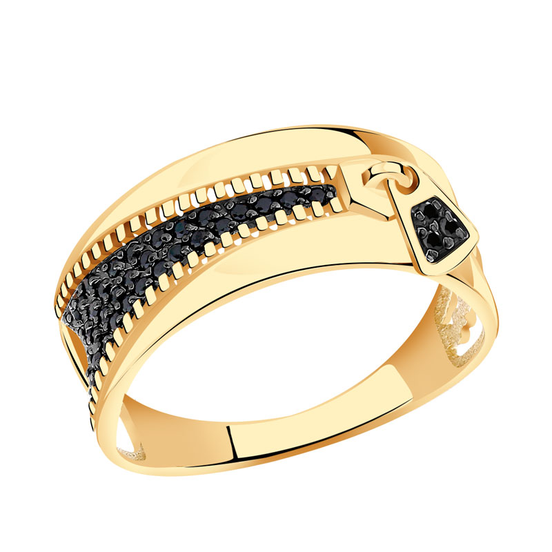 Золотое кольцо Молния Александра с фианитом кл3669-20ск-ч