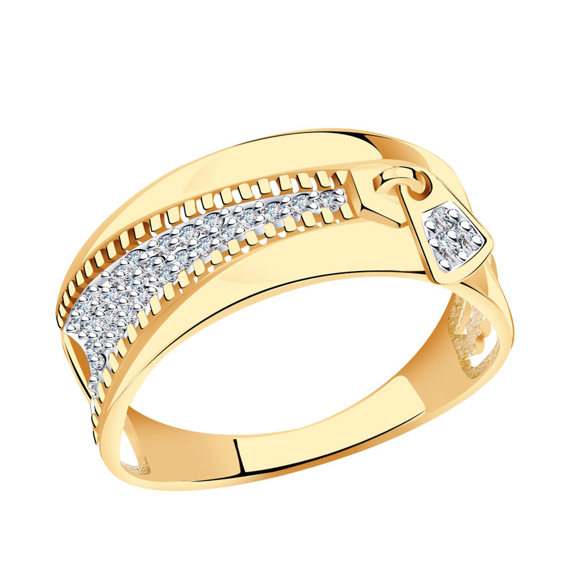 Золотое кольцо Молния Александра с фианитом кл3669ск
