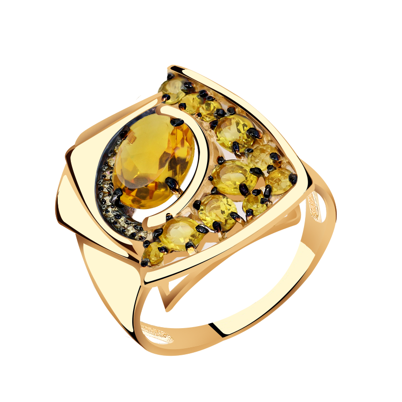 Золотое кольцо Александра кл3672-6ск-ш с фианитом и цитрином