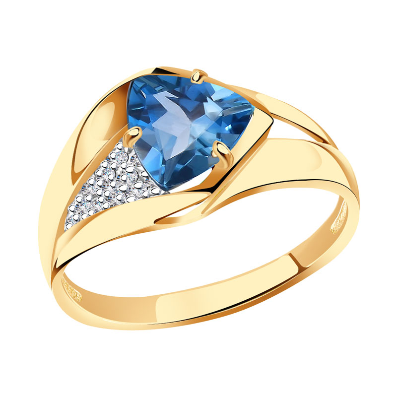 Золотое кольцо Александра кл3674-28ск с фианитом и Лондон топазом