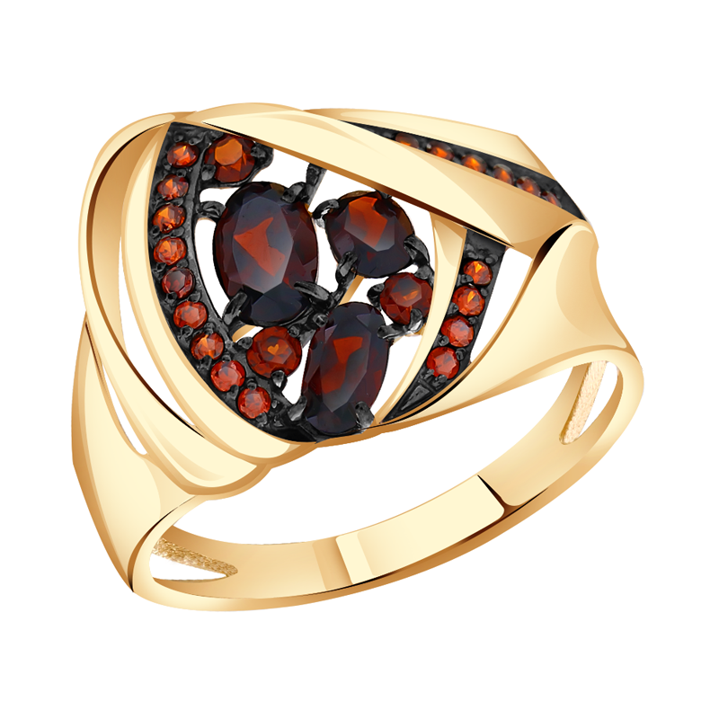 Золотое кольцо Александра кл3682-2ск-к с фианитом и гранатом