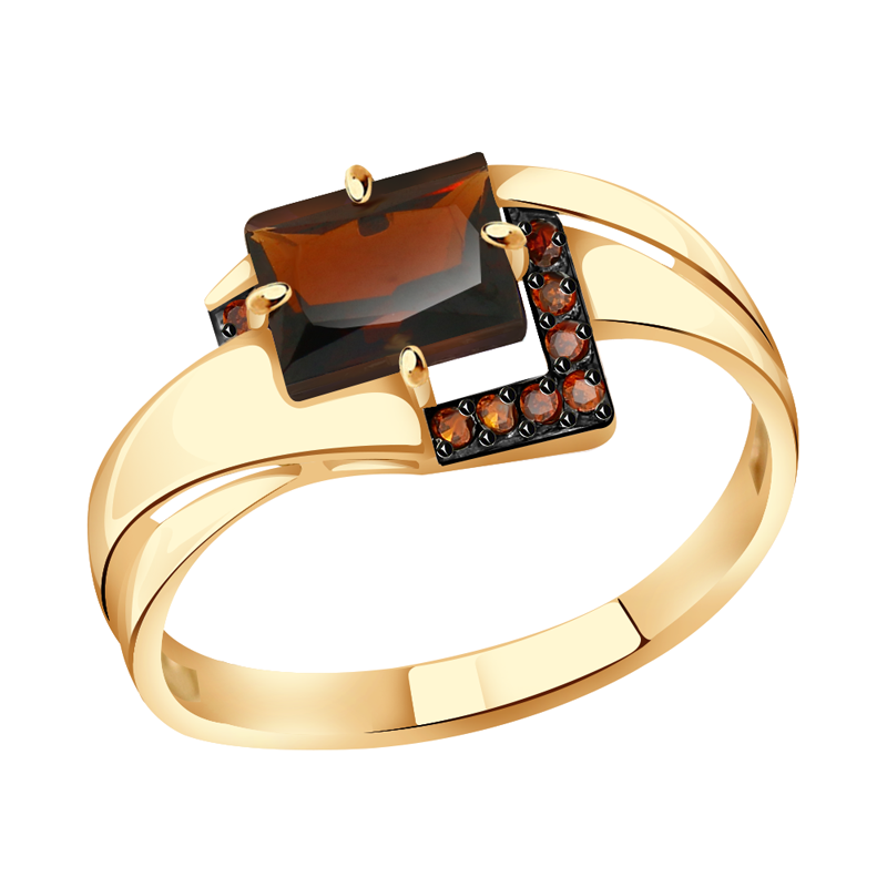 Золотое кольцо Александра кл3683-2ск-к с фианитом и гранатом