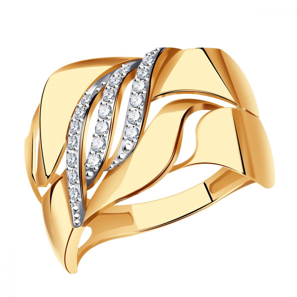 Кольцо с фианитом золотое 585 Соколов