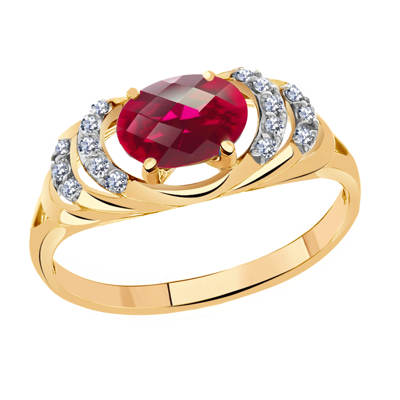 Золотое кольцо Александра кл941-30ск с фианитом и рубиновым корундом