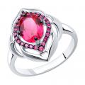 Серебряное кольцо SOKOLOV 84010024 с фианитом и рубиновым корундом