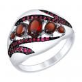 Серебряное кольцо SOKOLOV 92011416 с гранатом, миксом камней и рубиновым корундом