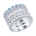Серебряное кольцо SOKOLOV 94012615 с фианитом, эмалью и жемчугом Swarovski
