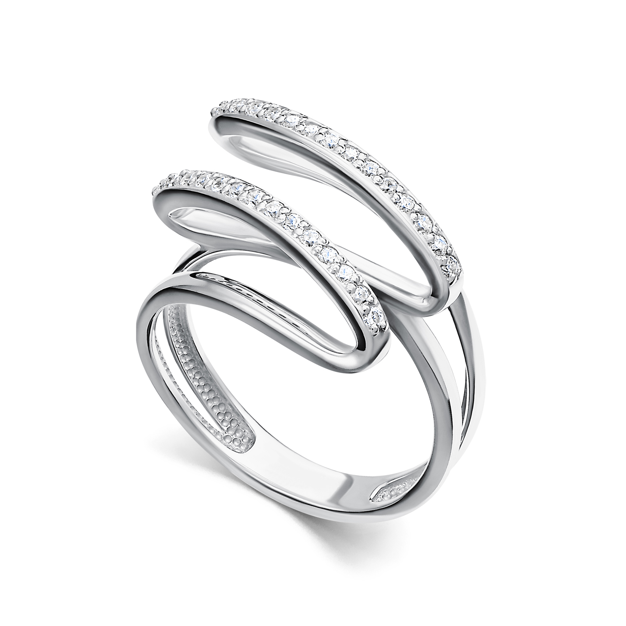 Серебряное кольцо АЛЬКОР 01-5569/00КЦ-00 с фианитом