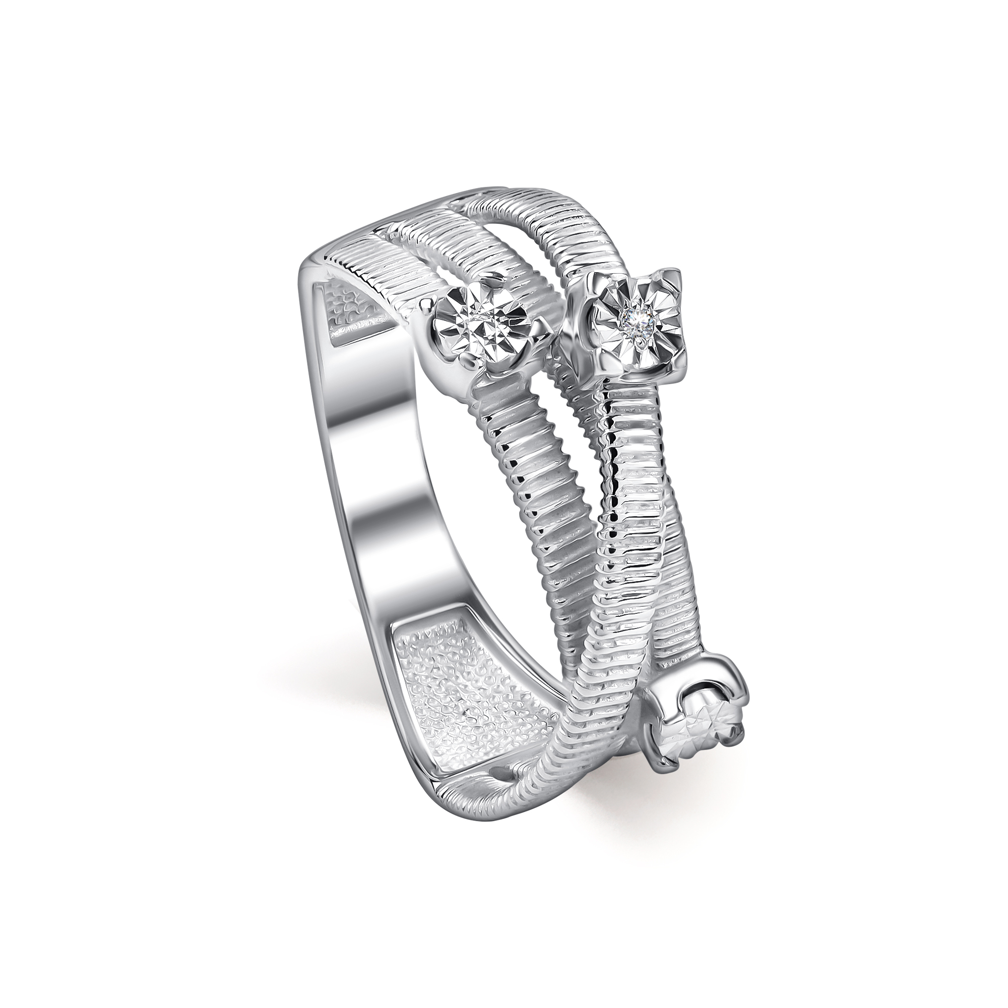 Серебряное кольцо АЛЬКОР 01-5577/000Б-00 с бриллиантом