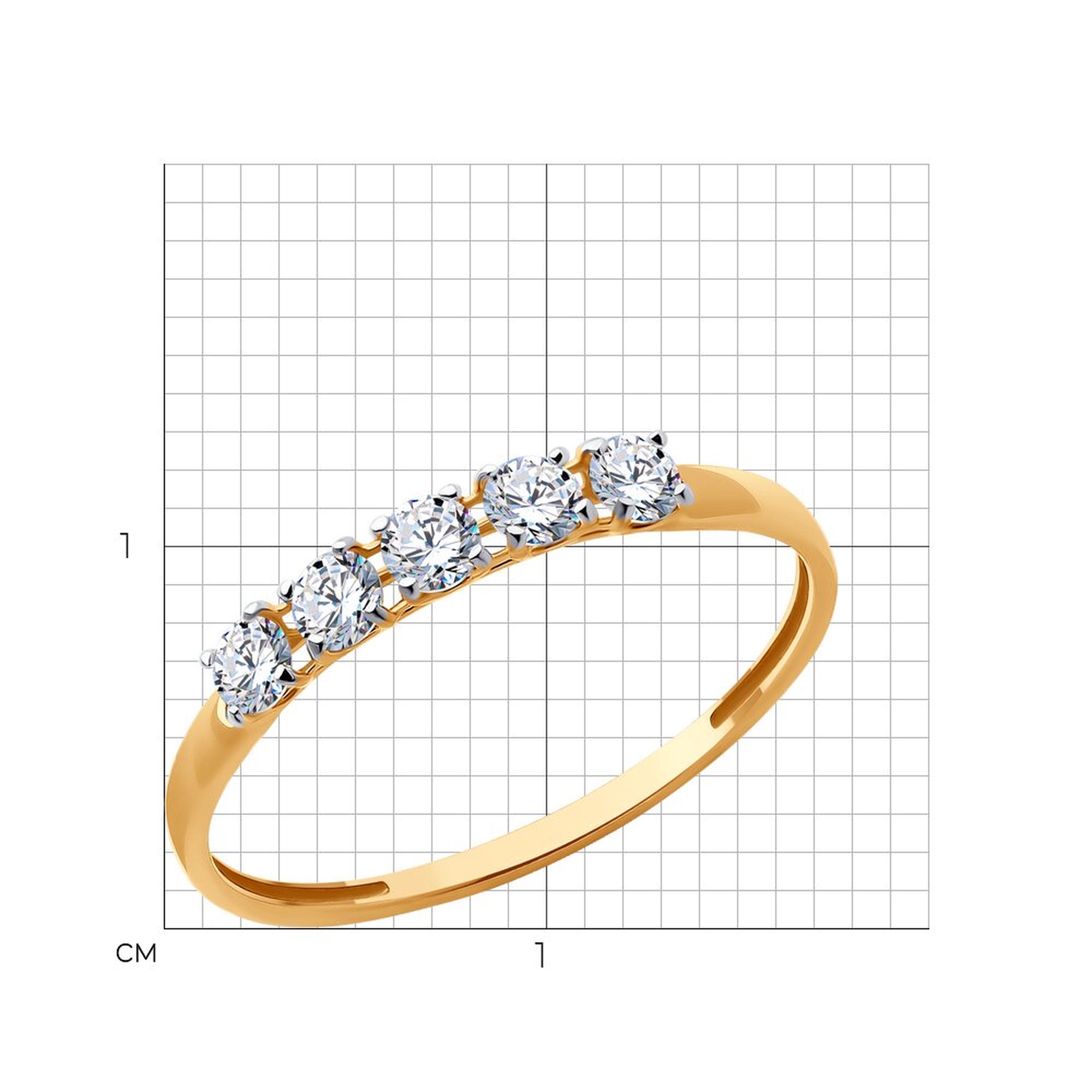 Золотое кольцо SOKOLOV 019456 с фианитом