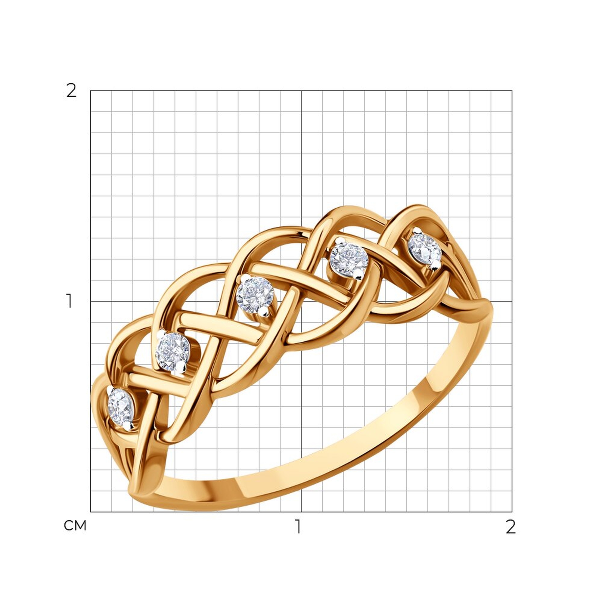 Золотое кольцо SOKOLOV 019814 с фианитом