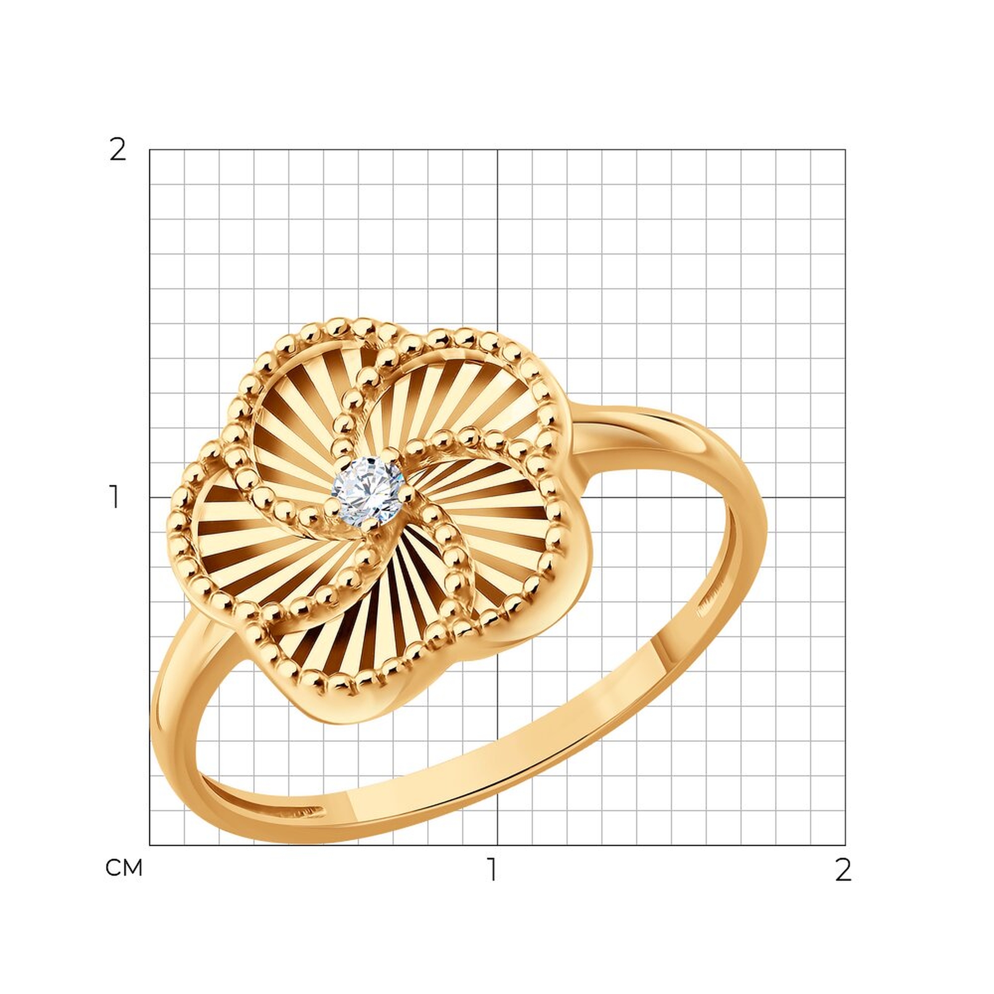 Золотое кольцо SOKOLOV 019830 с фианитом