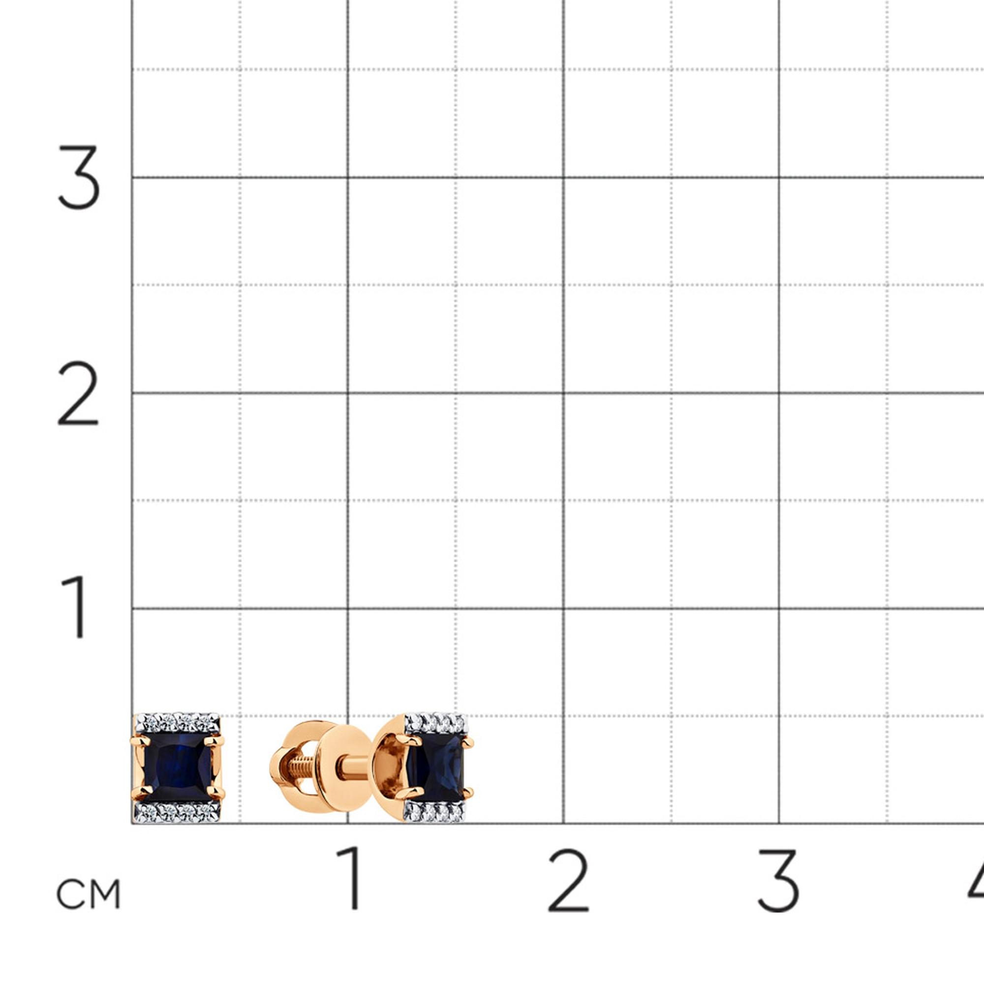 Золотые серьги Мастер Бриллиант 01M2-102148-00-02 с бриллиантом и сапфиром