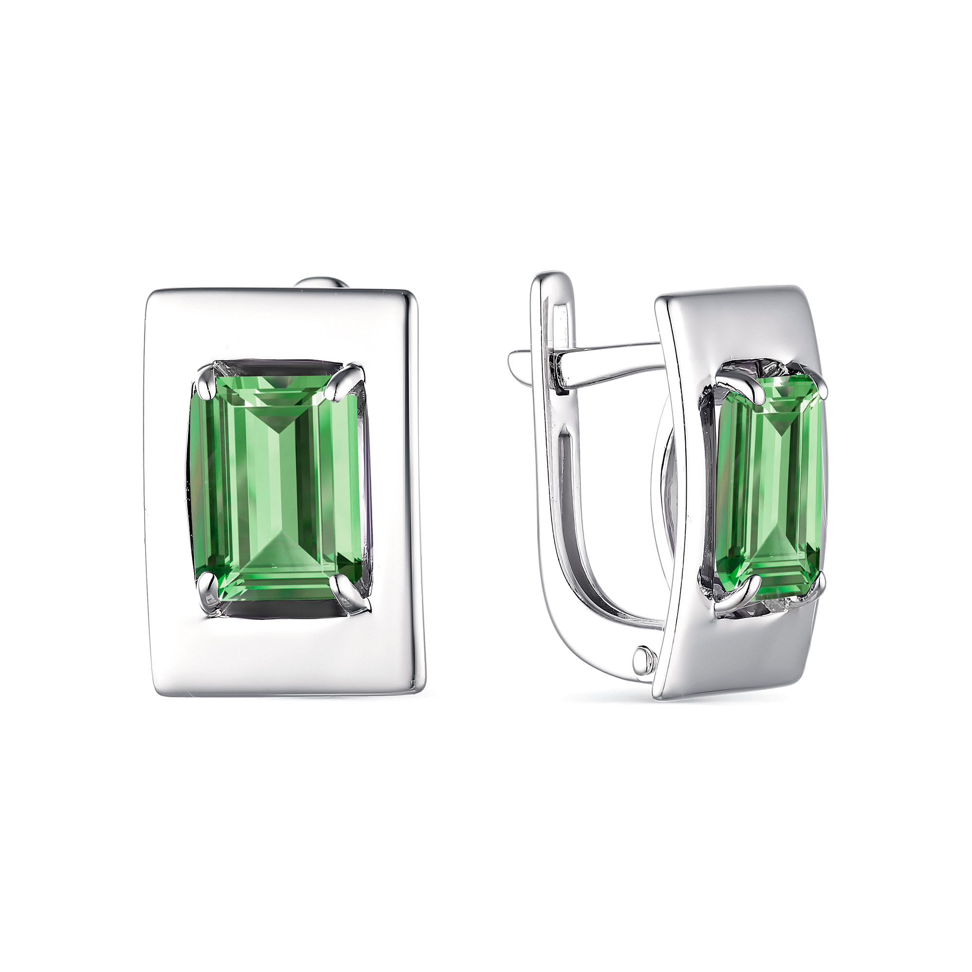 Серебряные серьги АЛЬКОР 02-1986/000П-00 с празиолитом