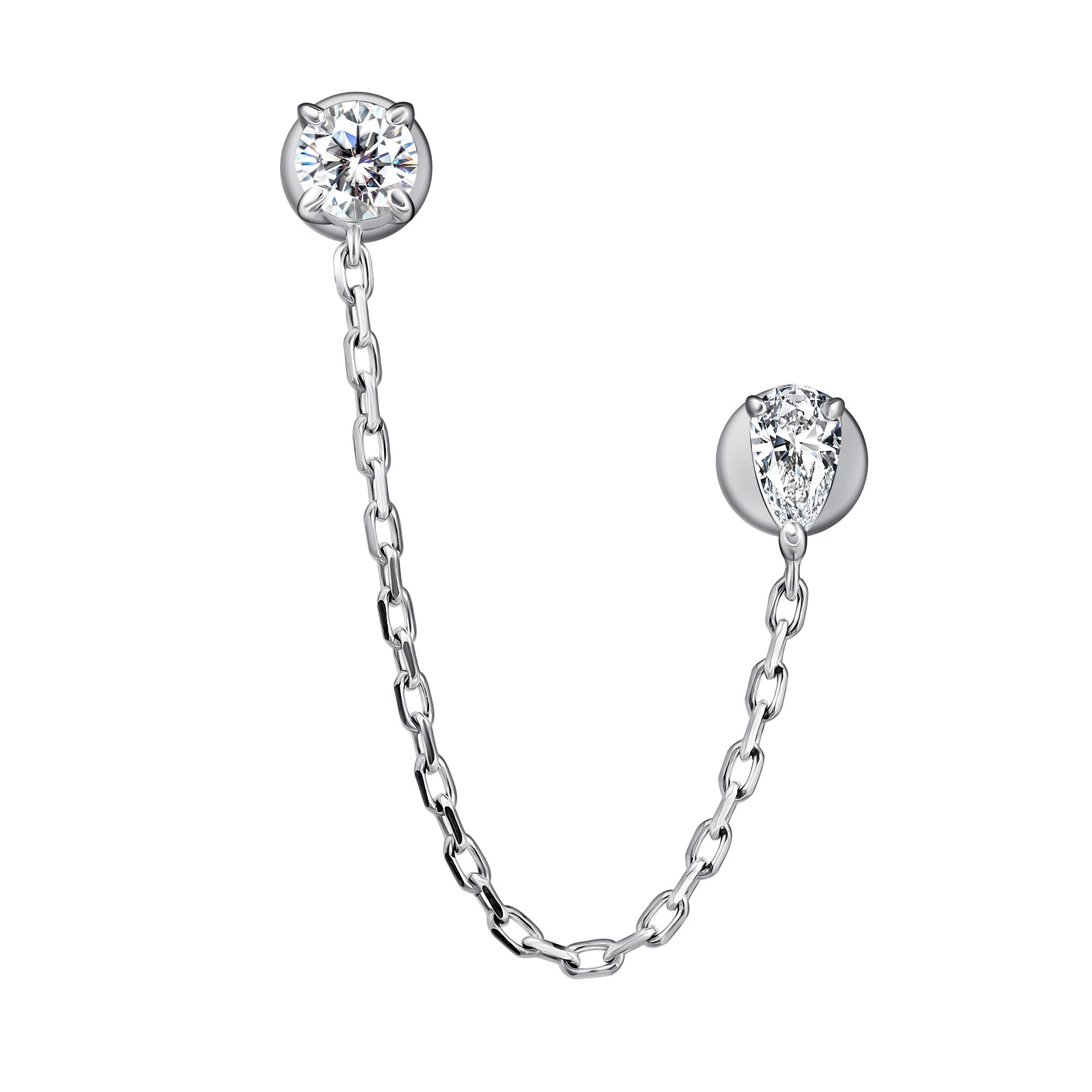 Одиночная серьга из серебра АЛЬКОР с фианитом 02-4845/00КЦ-00