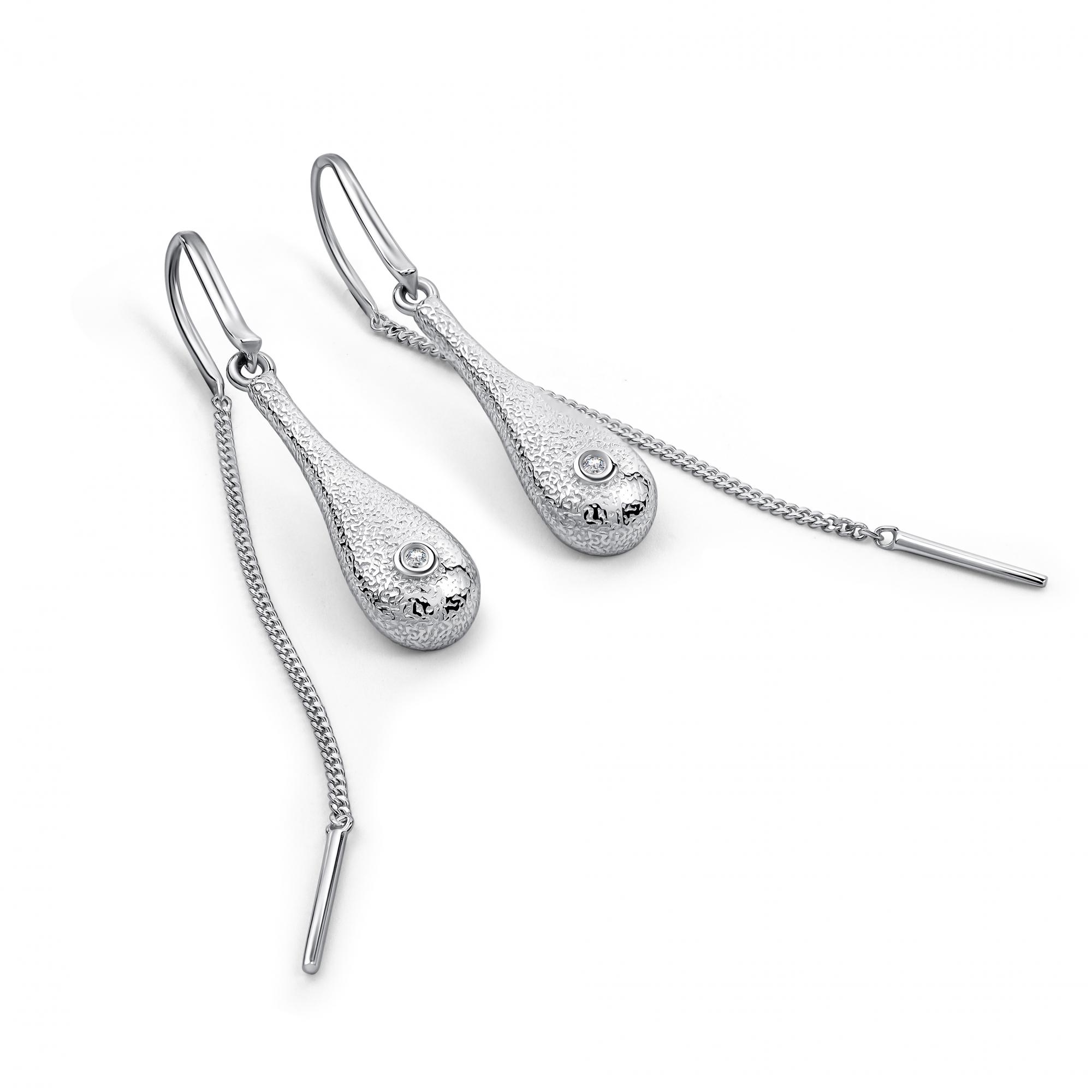 Серебряные серьги АЛЬКОР 02-5573/000Б-00 с бриллиантом