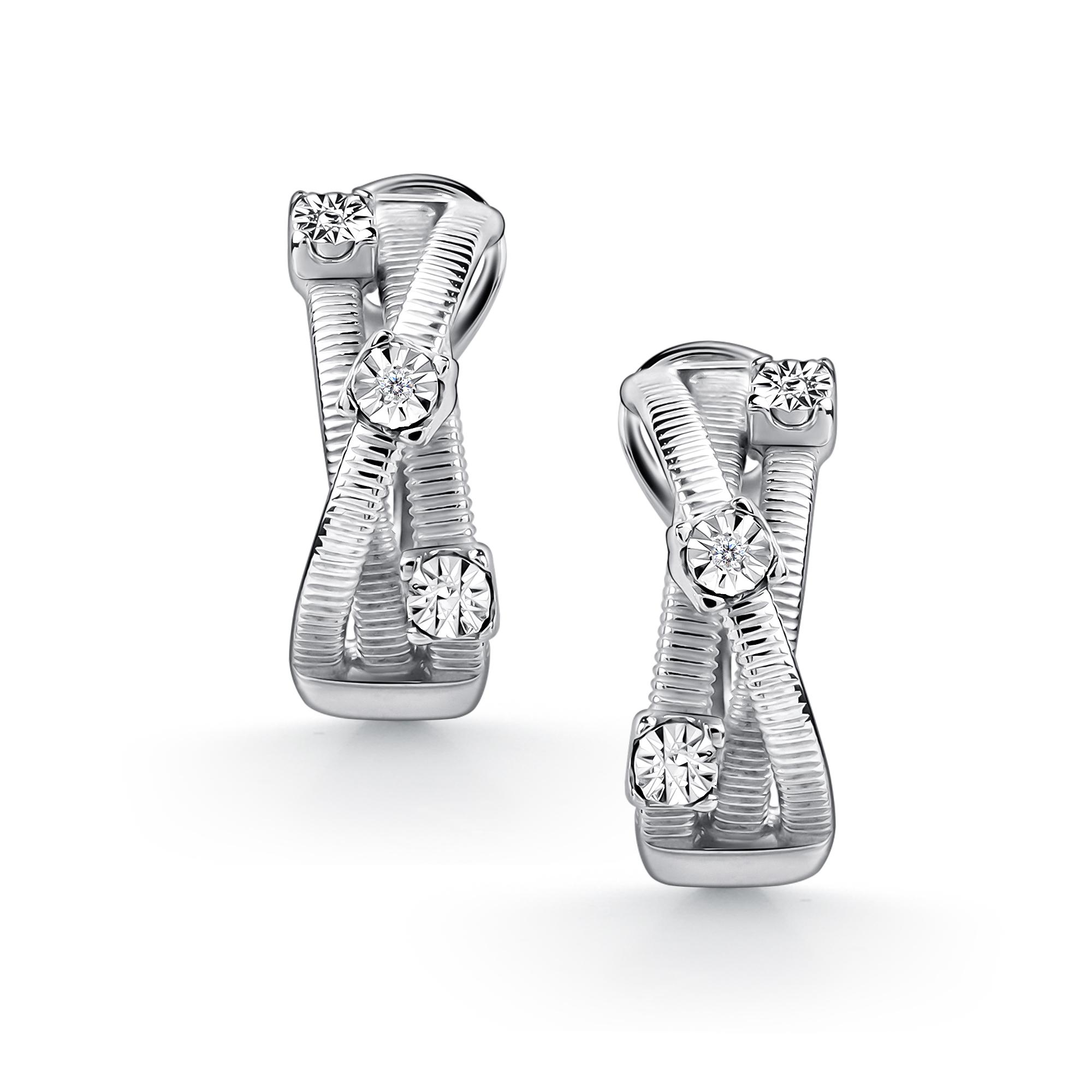 Серебряные серьги АЛЬКОР 02-5577/000Б-00 с бриллиантом