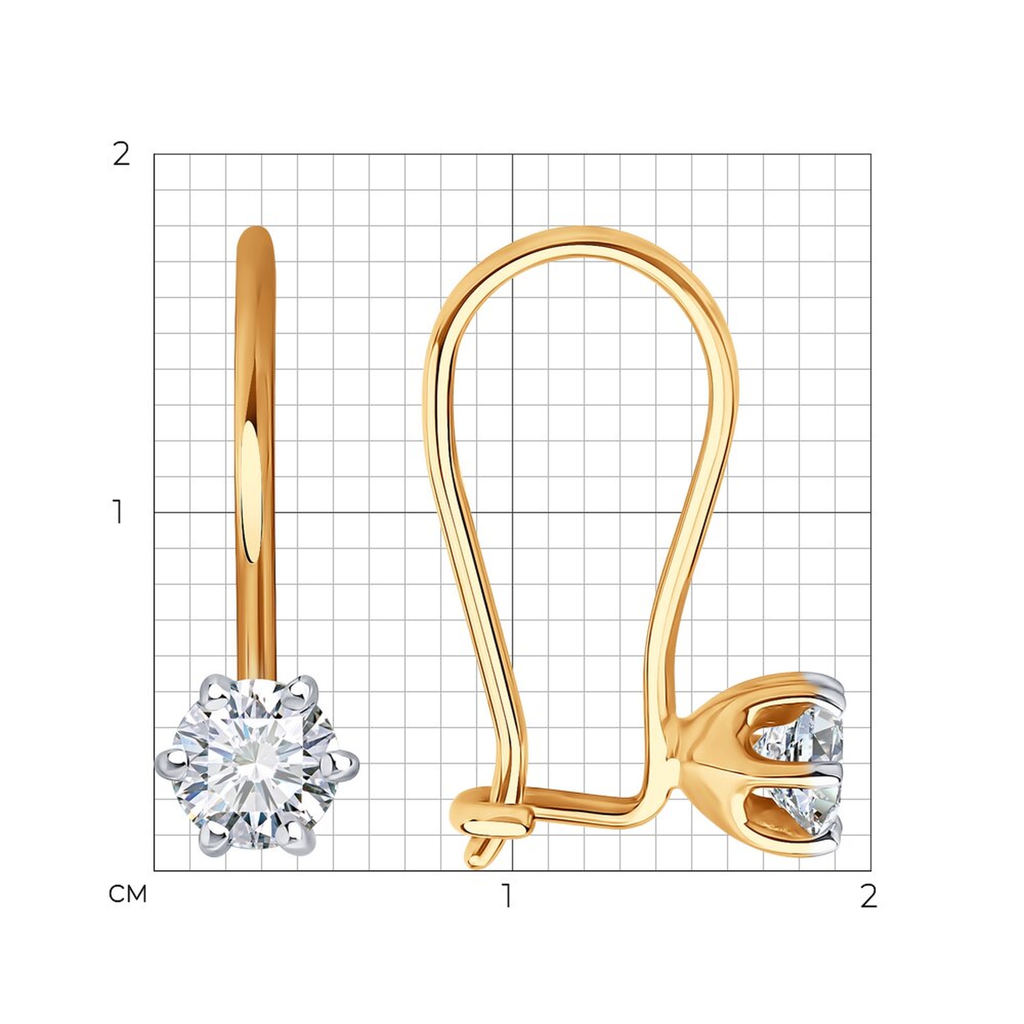 Золотые серьги SOKOLOV 0200534 с фианитом