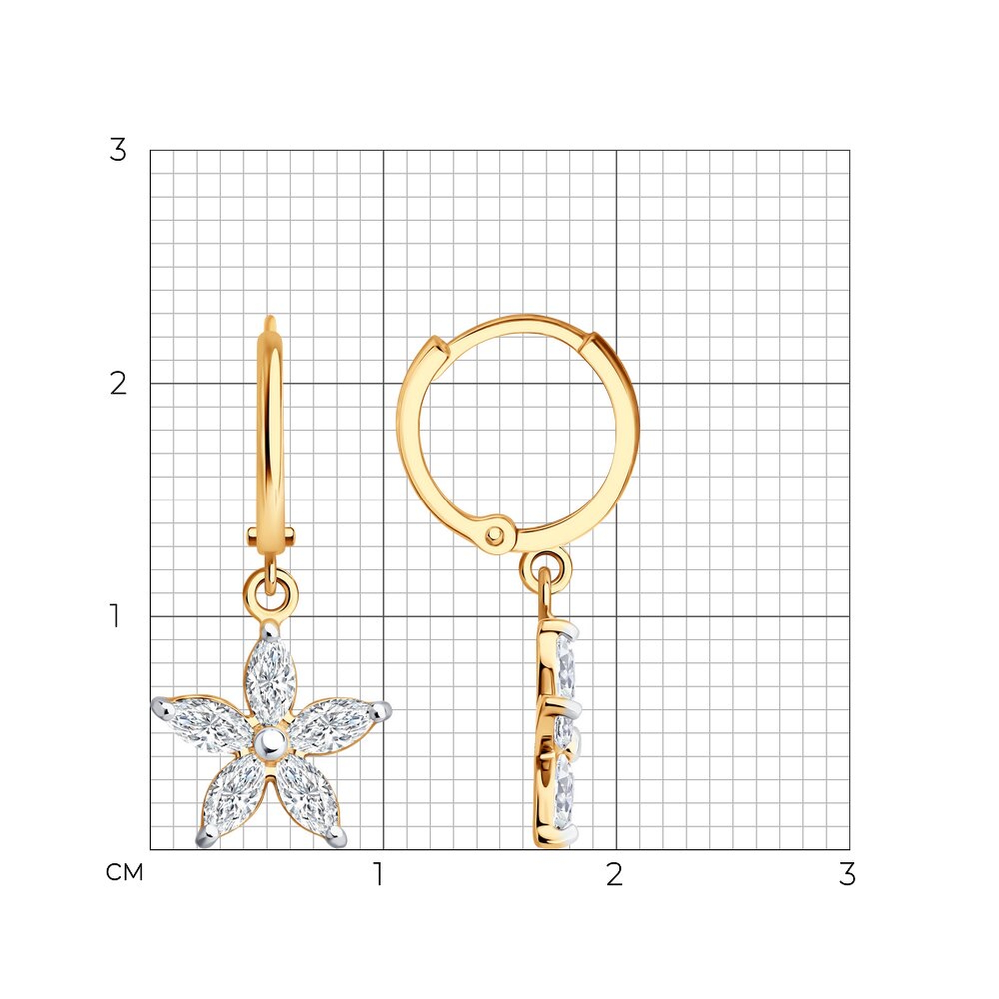Золотые серьги SOKOLOV 0200631 с фианитом