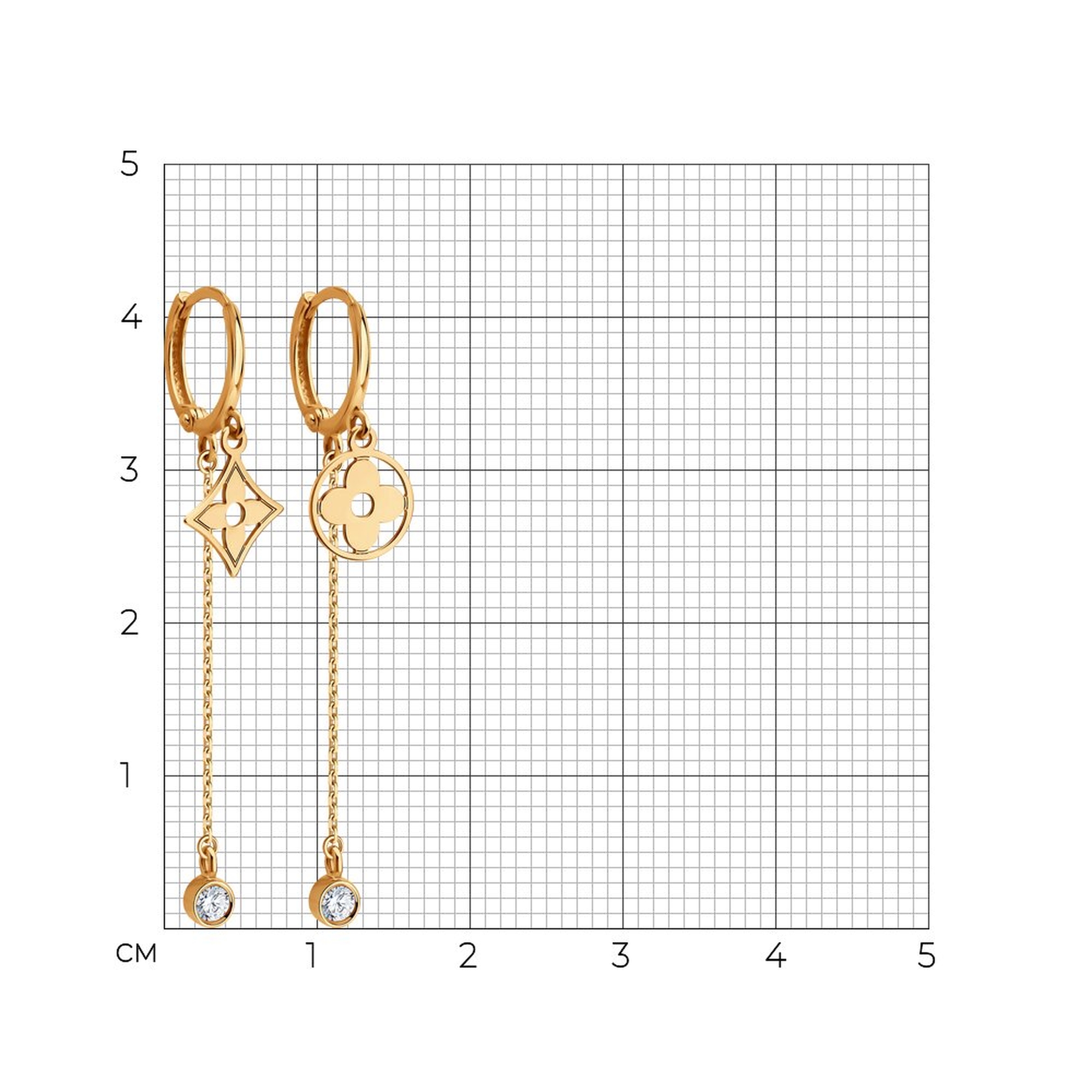 Золотые серьги SOKOLOV 0200640 с фианитом