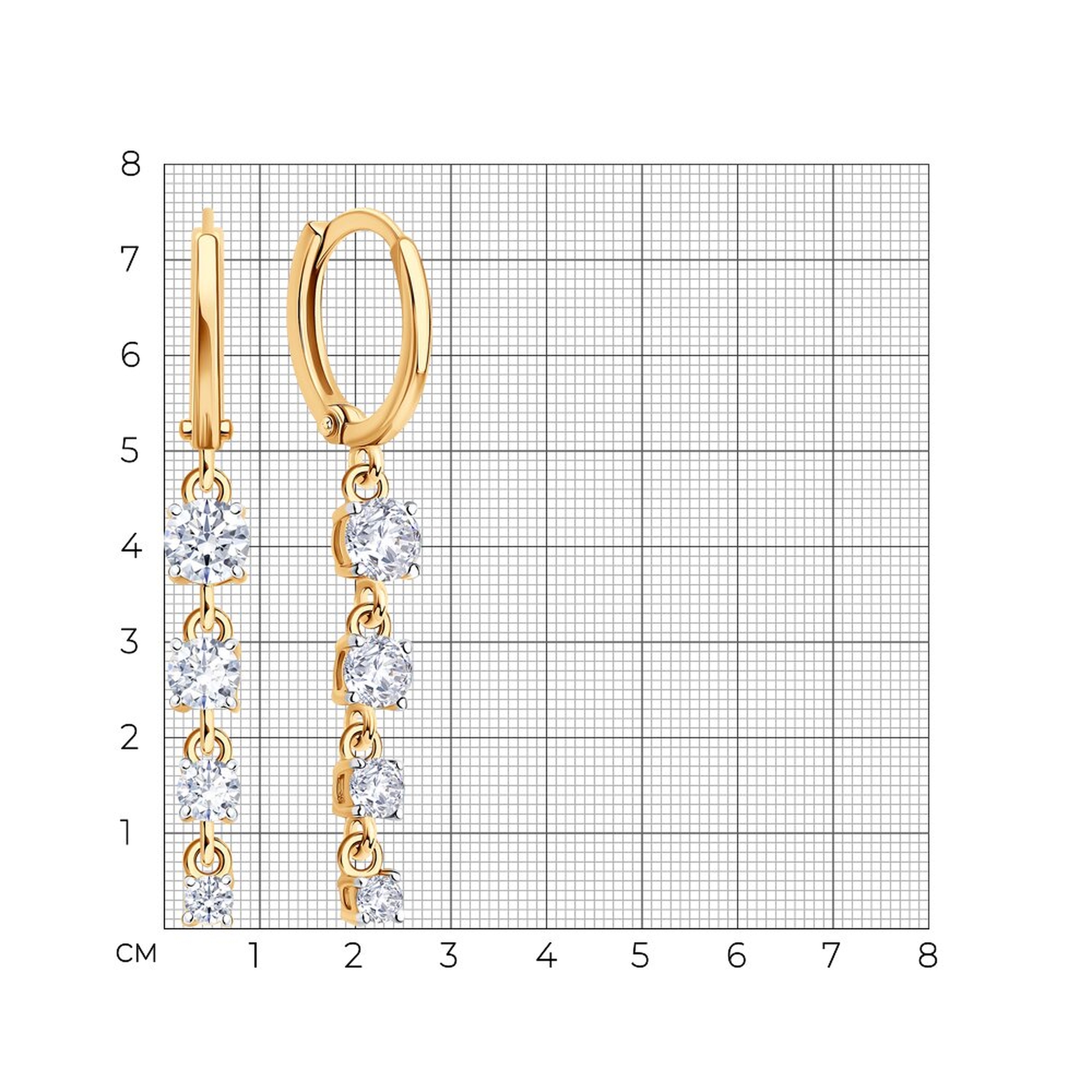Золотые серьги SOKOLOV 0200757 с фианитом