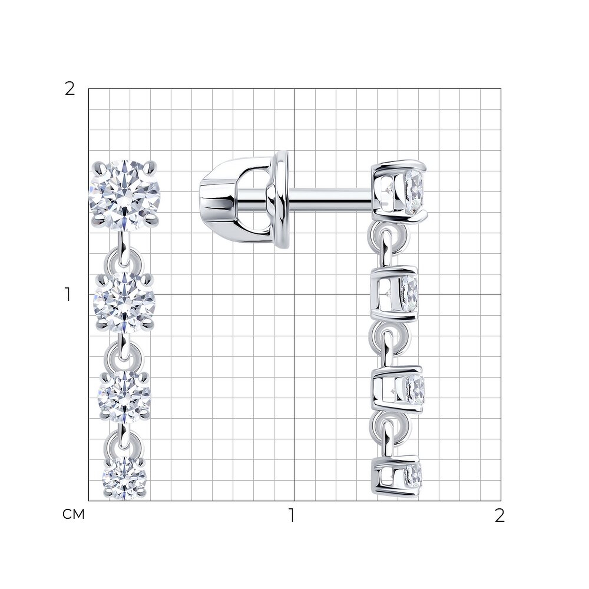 Серьги из белого золота SOKOLOV 0200796-3 с фианитом