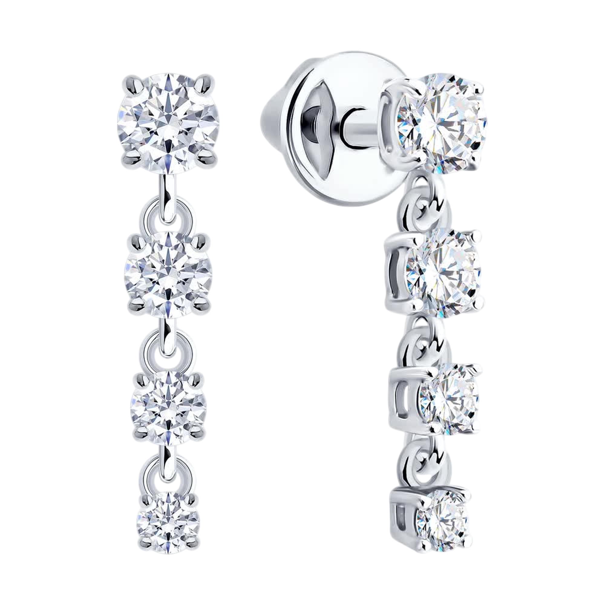Серьги из белого золота SOKOLOV 0200796-3 с фианитом