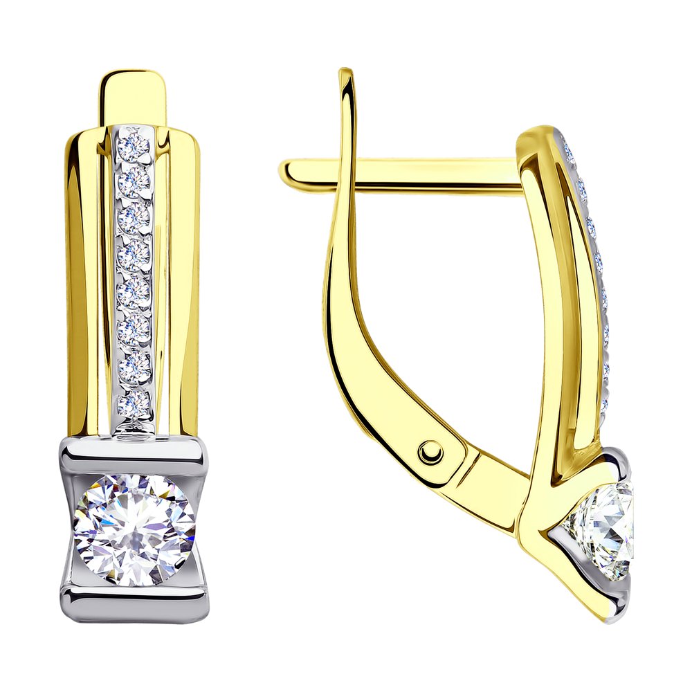 Золотые серьги SOKOLOV 028404-2 с фианитом