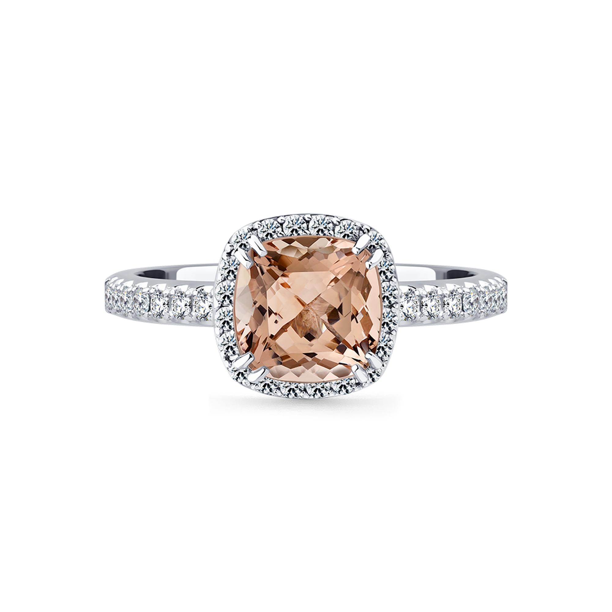 Кольцо из белого золота Мастер Бриллиант 05M1-209261-00-13 с бриллиантом и морганитом