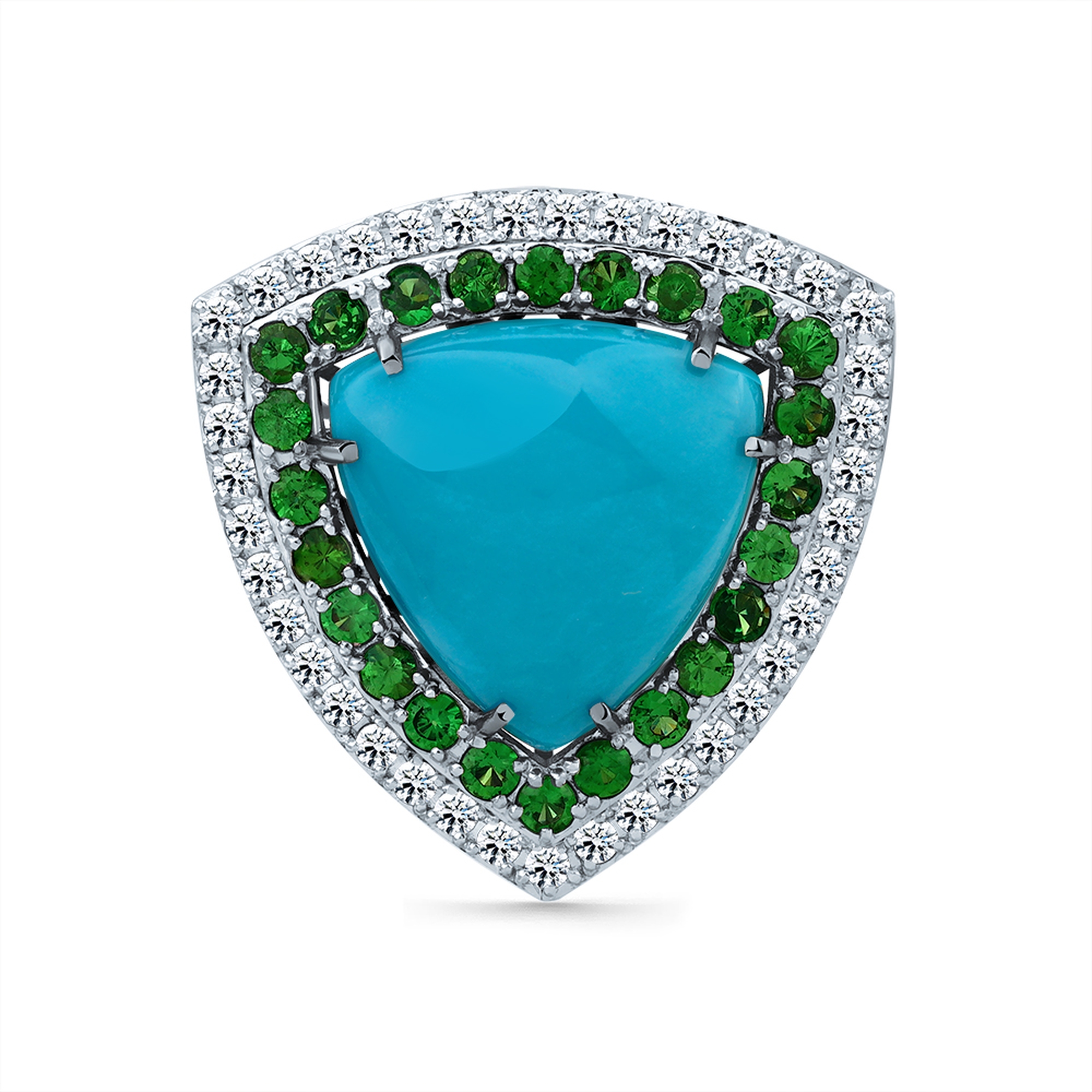 Кольцо из белого золота Мастер Бриллиант 05M1-209354-00-55 с бриллиантом, гранатом и бирюзой