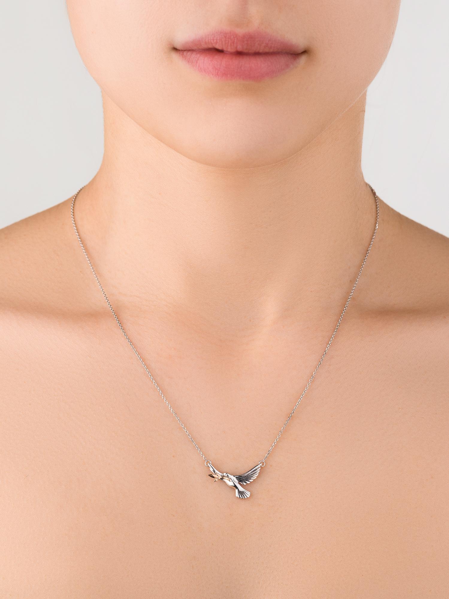 Серебряное колье АЛЬКОР с золотой накладкой и бриллиантом 06-1692/000Б-00