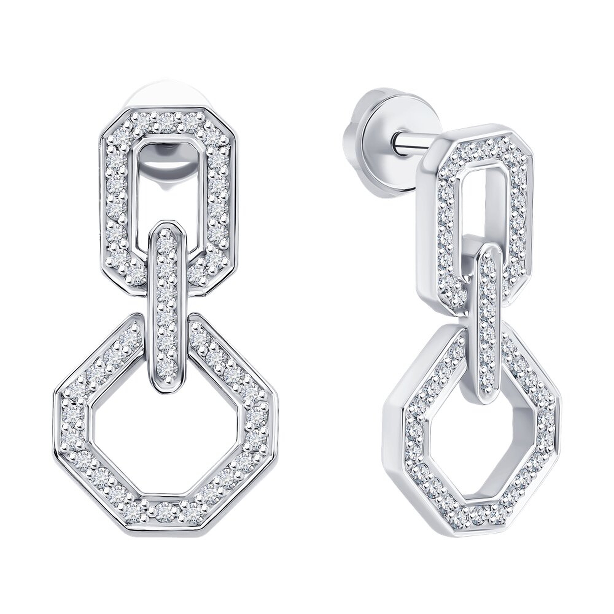 Золотые серьги SOKOLOV 1022417-3 с бриллиантом