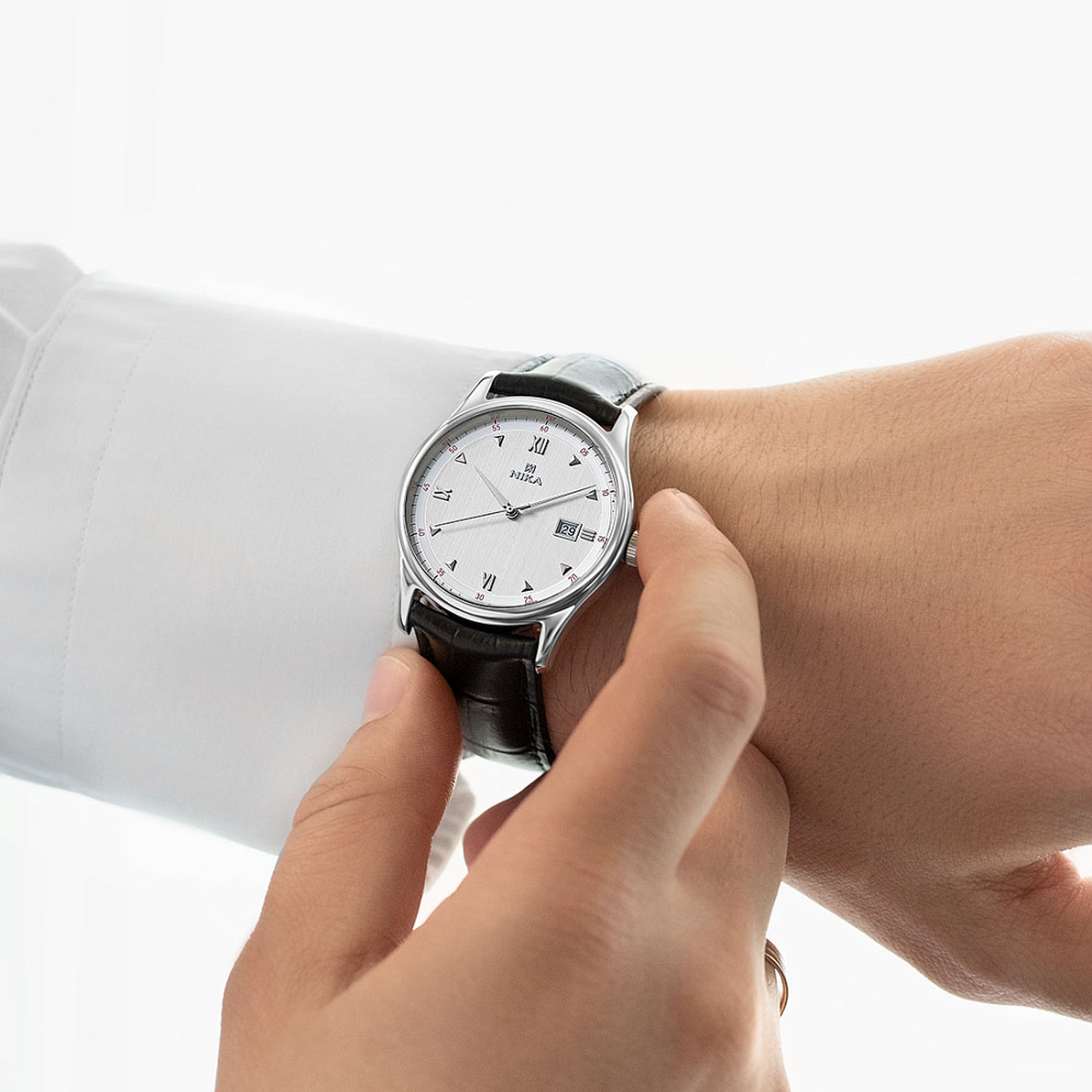 Серебряные часы Часовой завод Ника 1267A.0.9.13B.01 с кварцем и ювелирным кристаллом