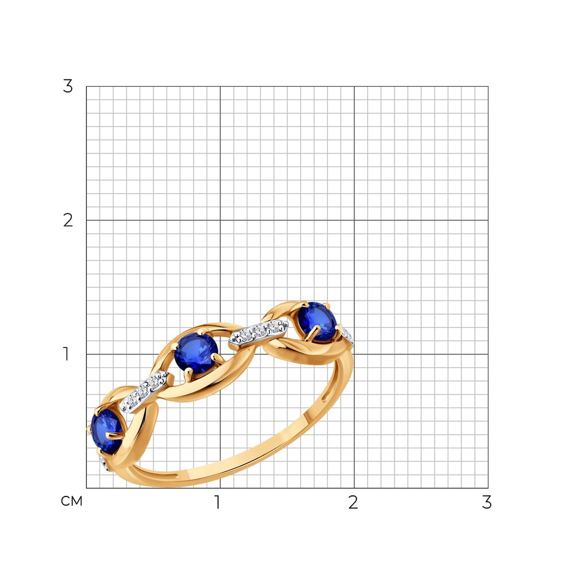 Золотое кольцо SOKOLOV 2011385 с бриллиантом и сапфиром