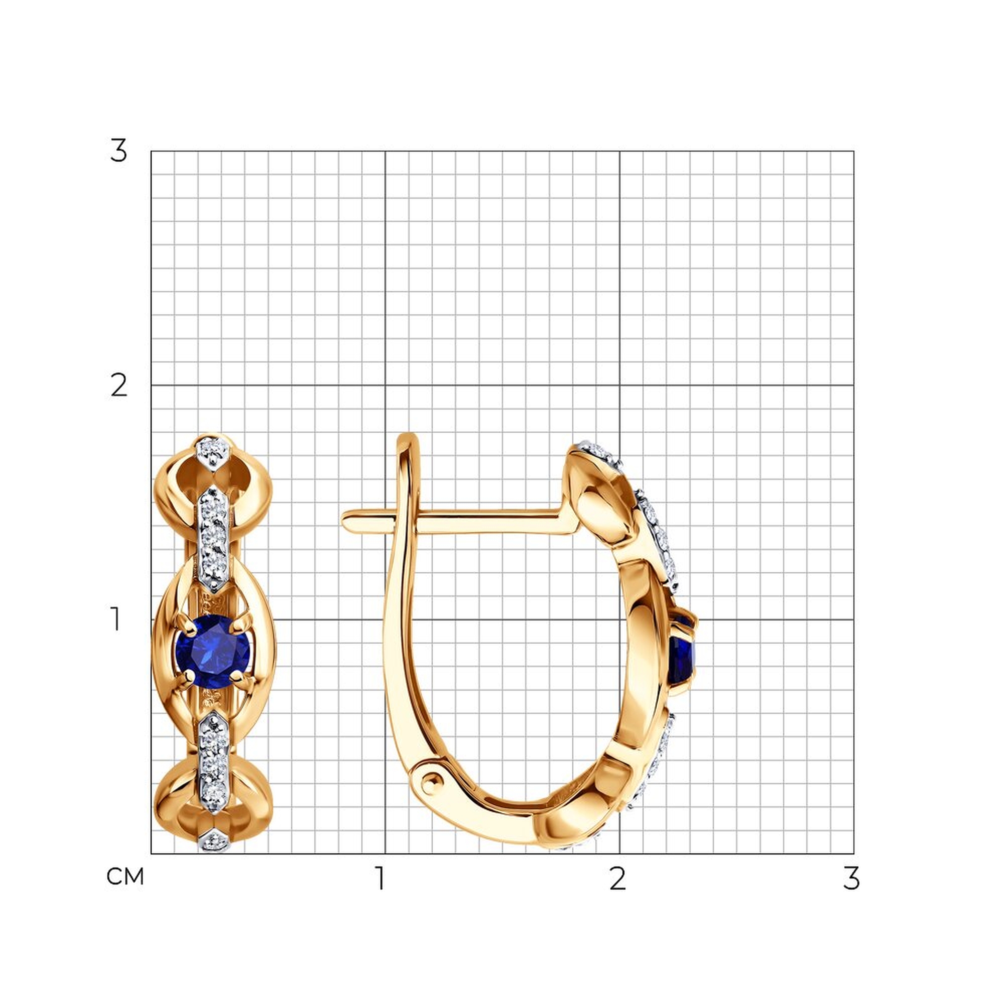 Золотые серьги SOKOLOV 2021332 с бриллиантом и сапфиром