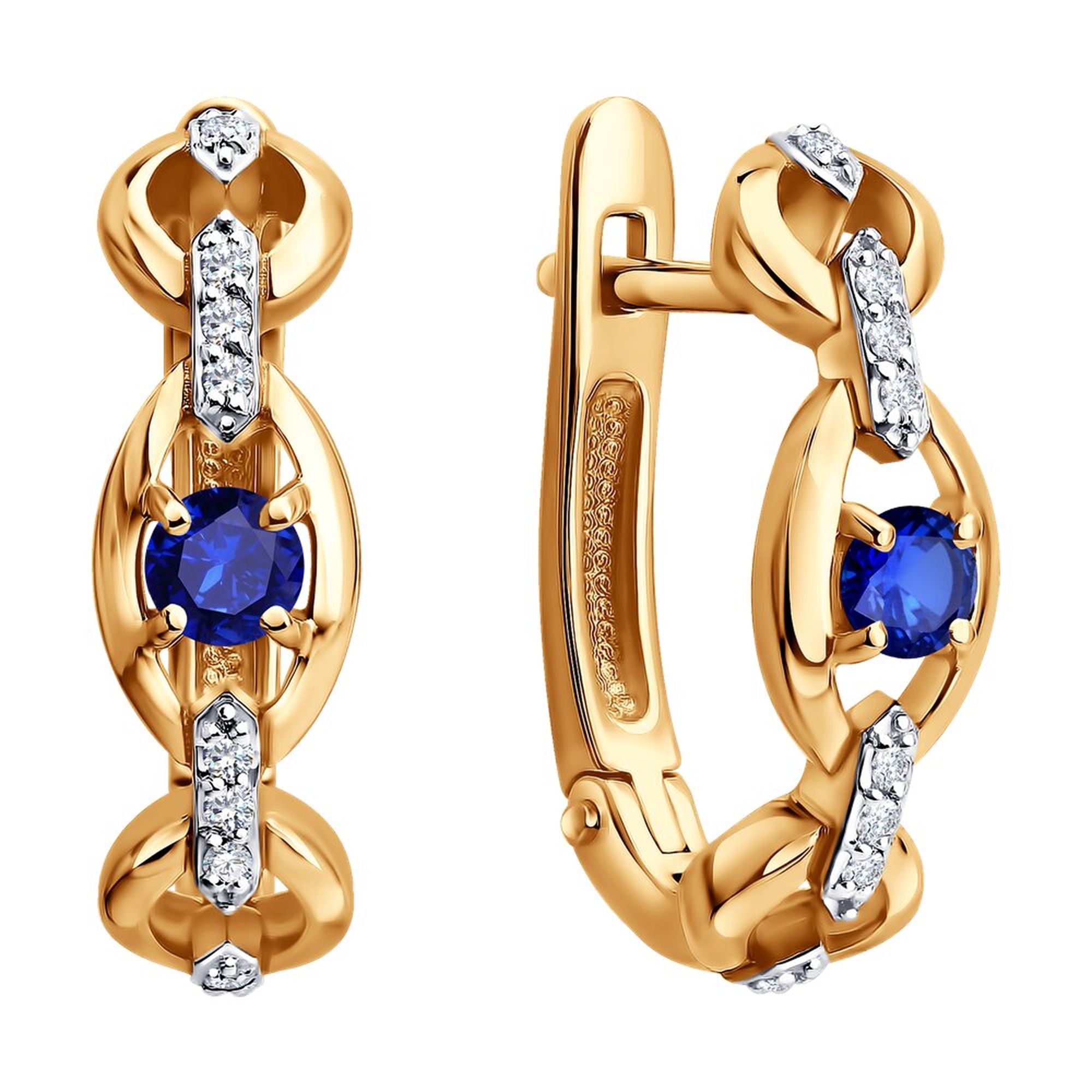 Золотые серьги SOKOLOV 2021332 с бриллиантом и сапфиром