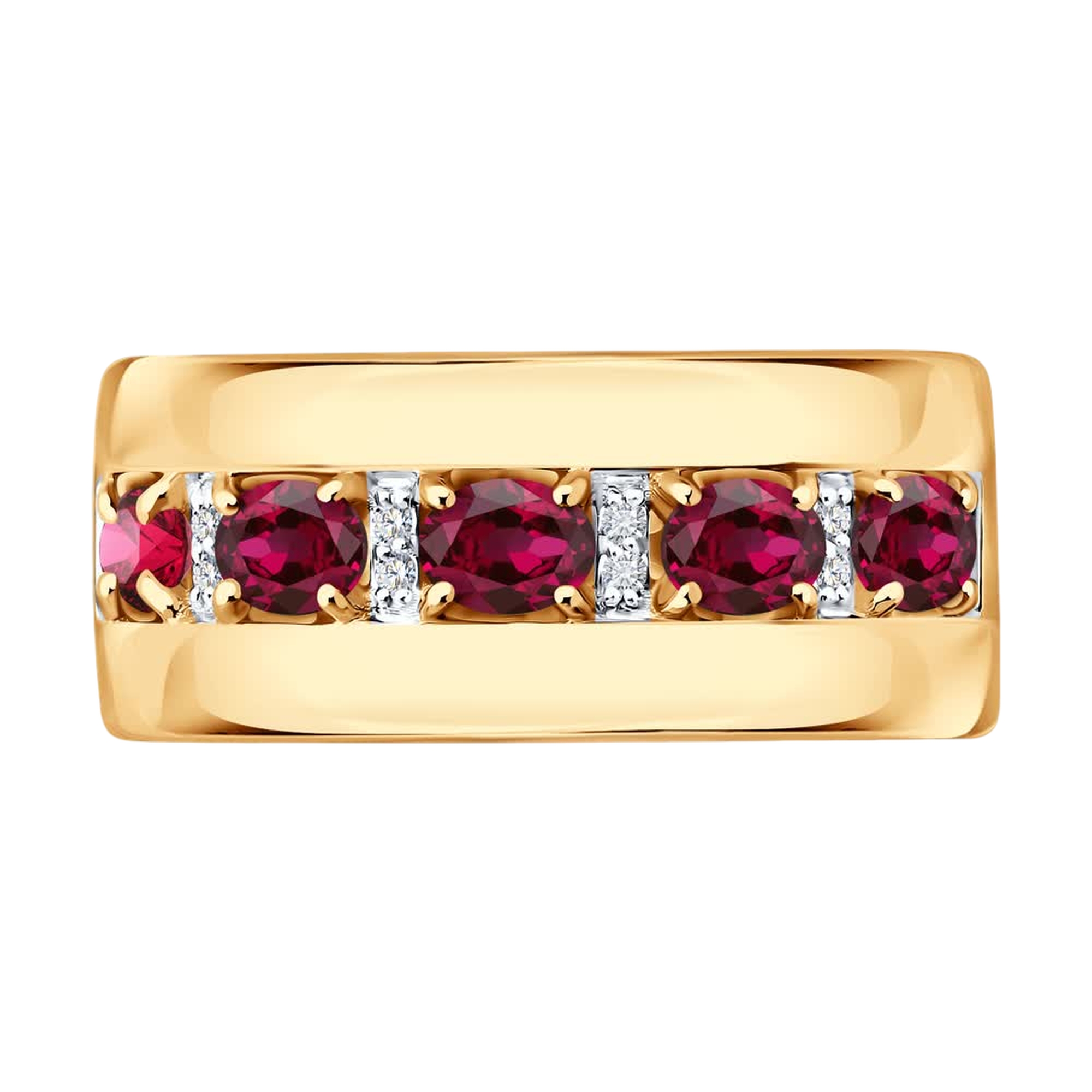 Золотое кольцо SOKOLOV 4010789 с бриллиантом и рубином