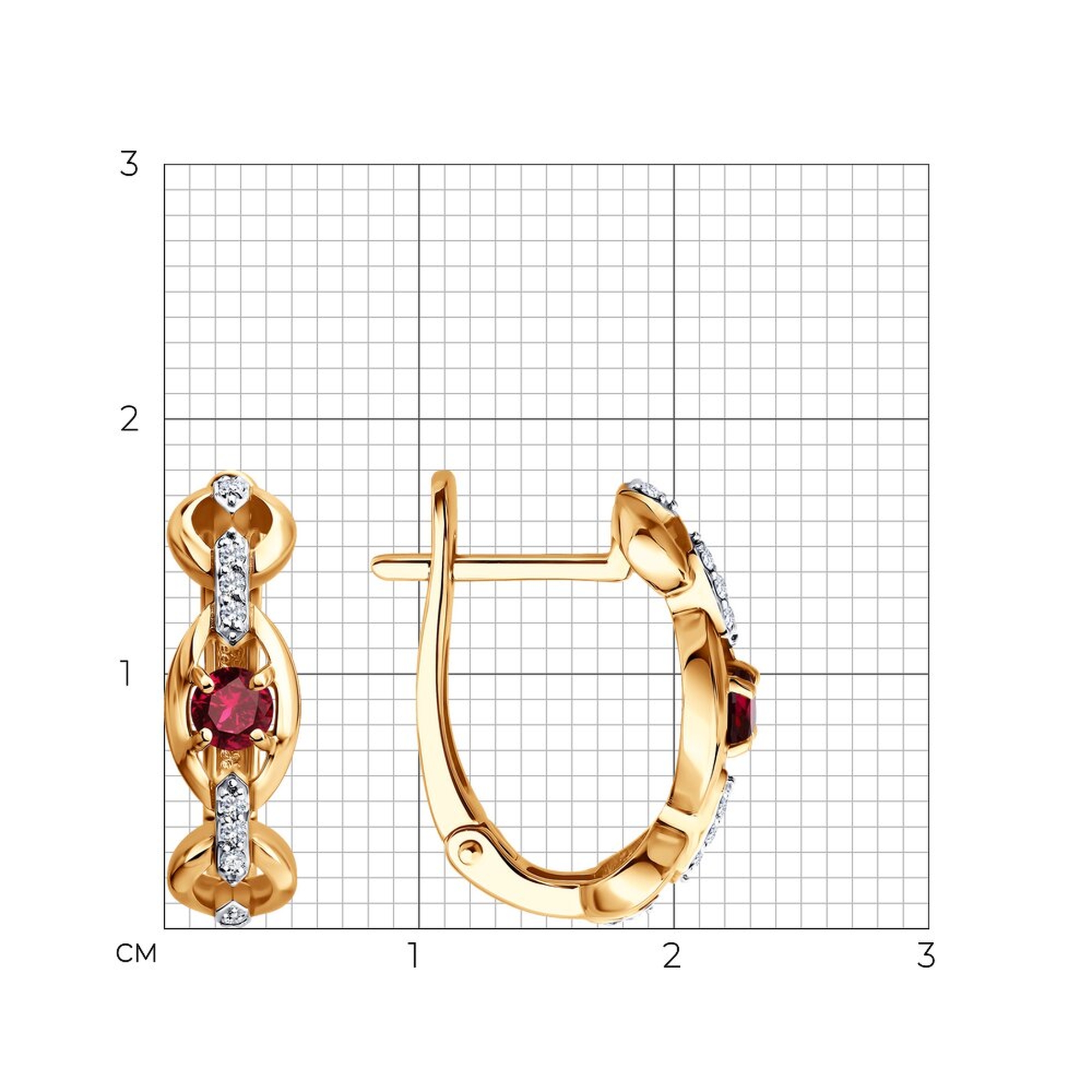 Золотые серьги SOKOLOV 4020810 с бриллиантом и рубином