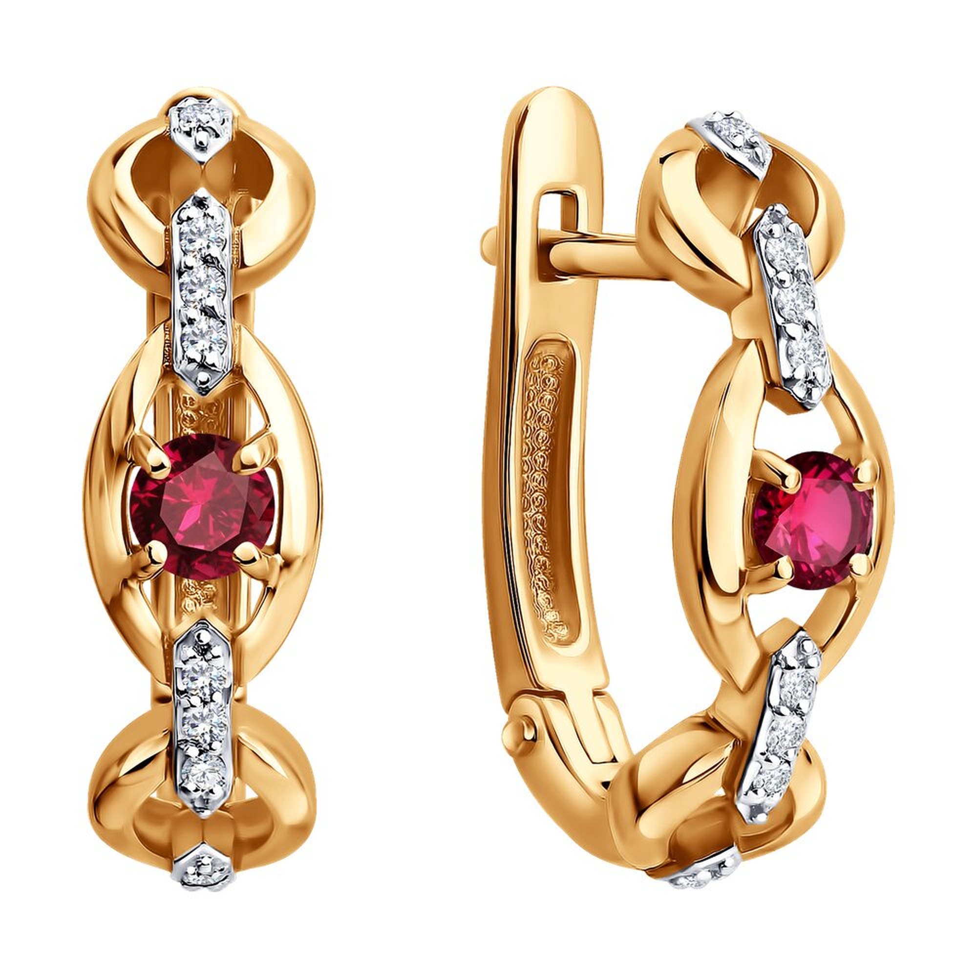 Золотые серьги SOKOLOV 4020810 с бриллиантом и рубином