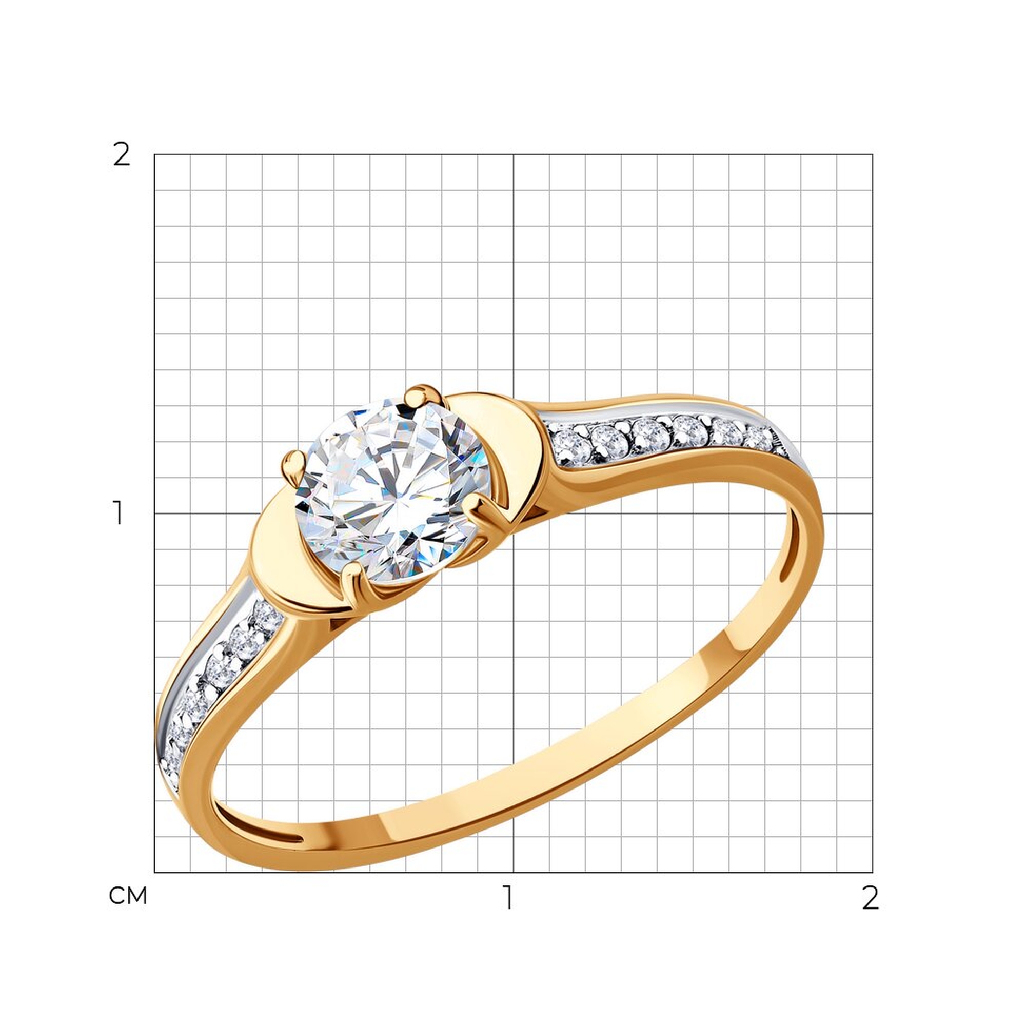 Золотое кольцо SOKOLOV 51-110-01026-1 с фианитом